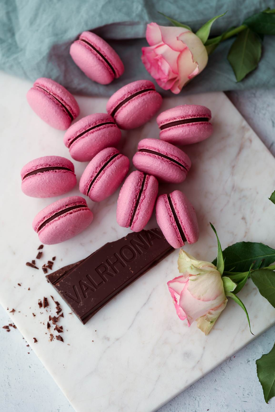 Dark Chocolate Raspberry Macarons