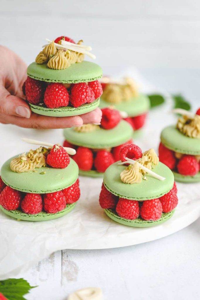 Pistachio Ispahan Macarons