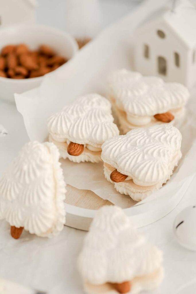White Christmas Tree Macarons
