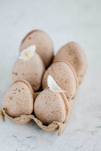 Egg shaped macarons