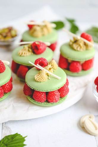 Pistachio Ispahan Macarons